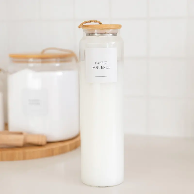 1-Litre Laundry Liquid Dispenser Bottle In Glass And Bamboo 1