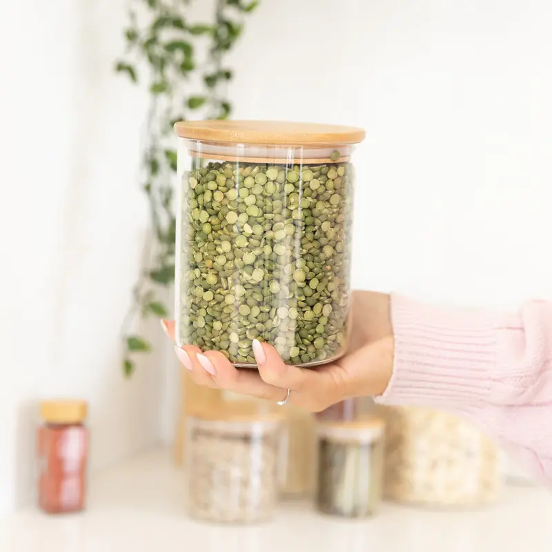 1L Airtight Glass Storage Jar With Bamboo Lid 1