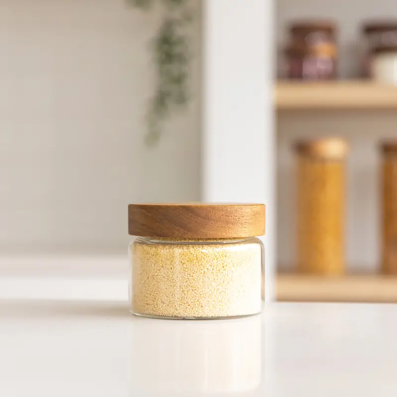 500Ml Acacia Wood-Lid Glass Jar – Medium-Sized Pantry Essential 1