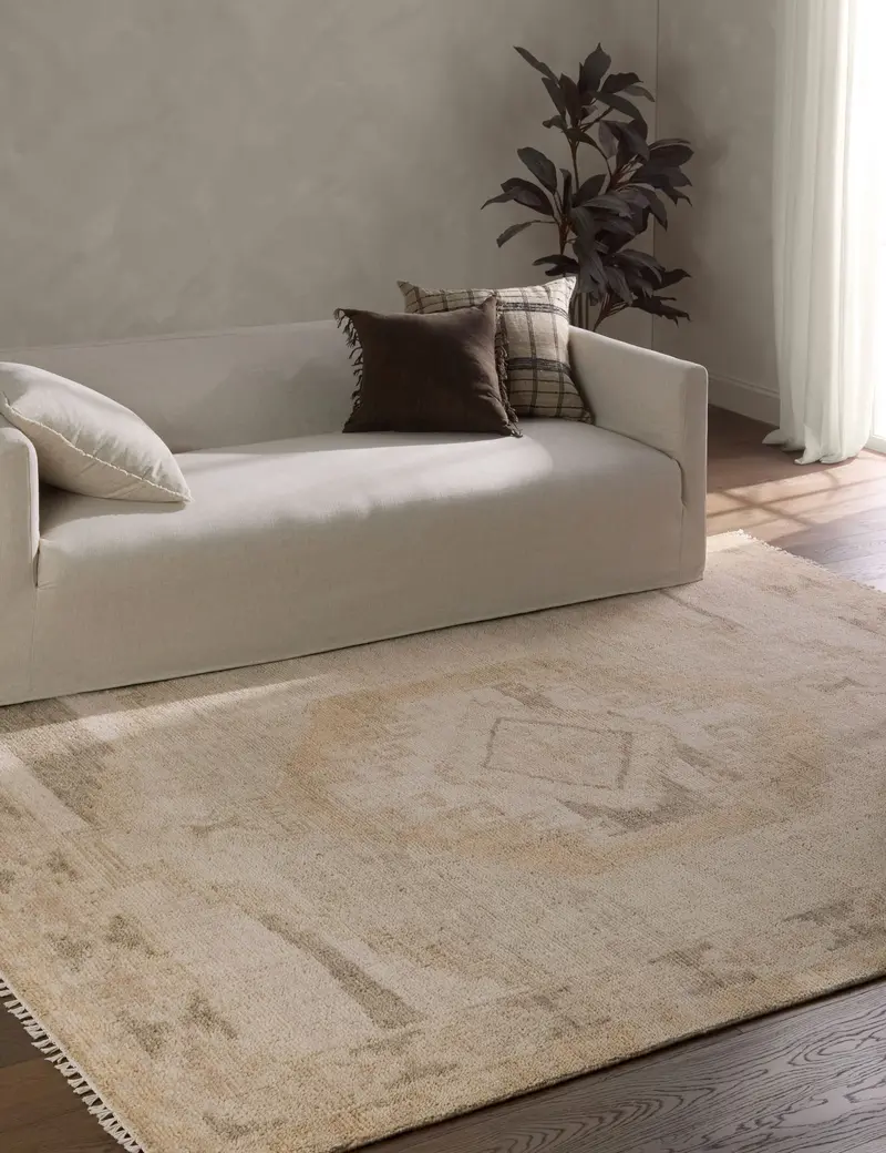 Ambretta Hand-Knotted Wool Area Rug – Textured Neutral Design 1