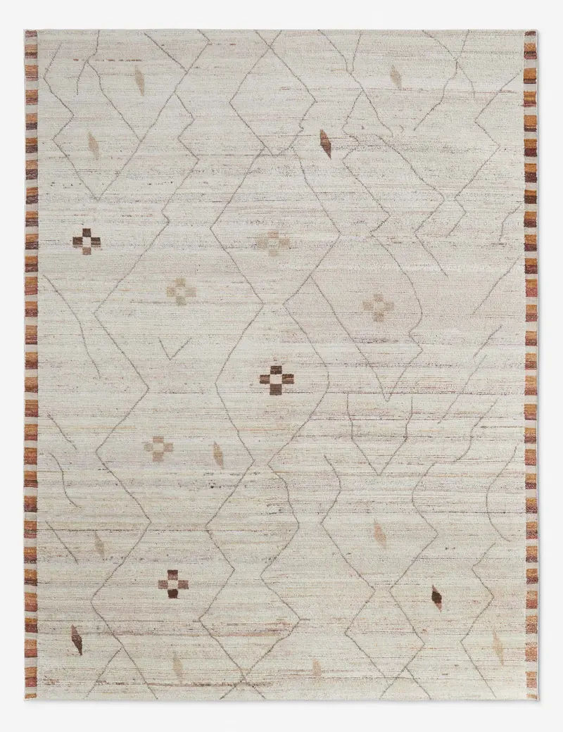 Anina Geometric Moroccan-Style Hand-Knotted Wool Rug 1