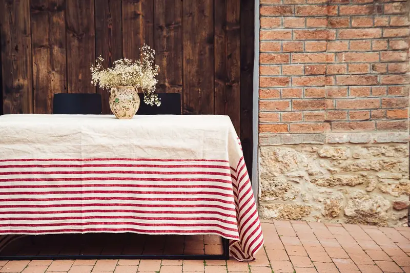 Antique Hemp Tablecloth With Bulgarian Cotton Trim (Tw110) 1