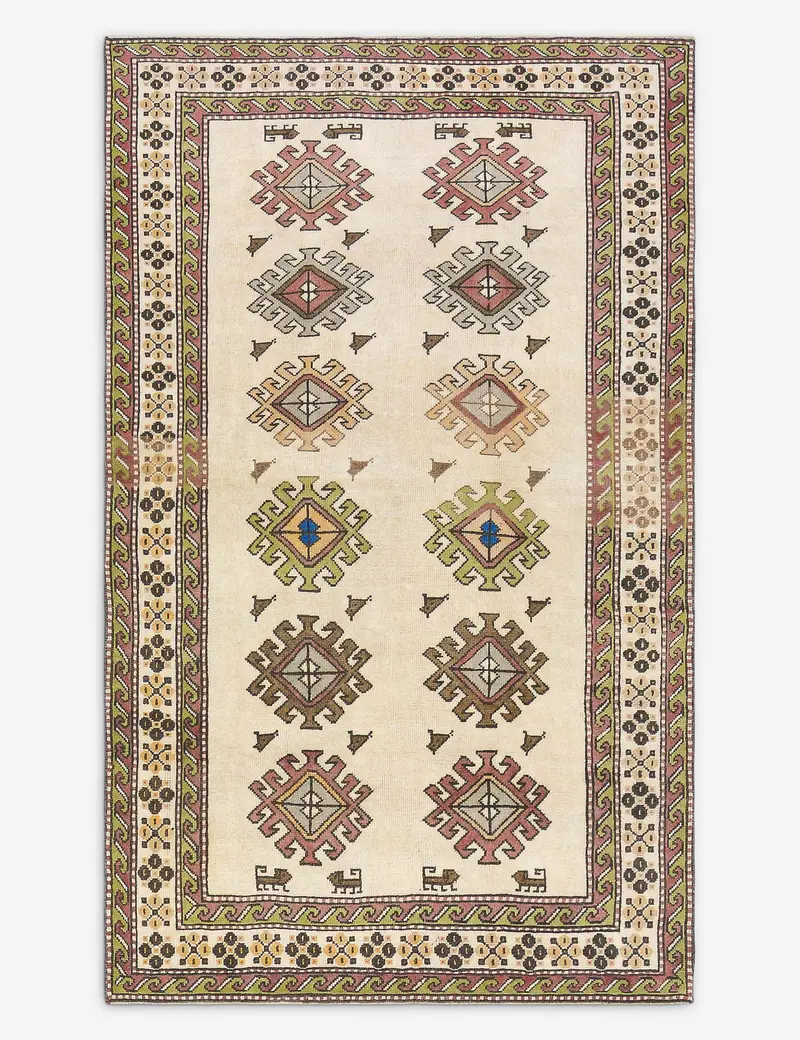 Artisan Turkish Wool Area Rug, Hand-Knotted Detailing, 5' X 8' 3" (No. 485) 1