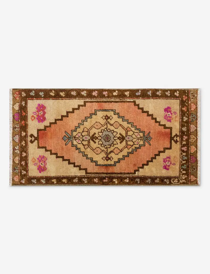 Artisan Turkish Wool Mini Rug, Hand-Knotted Antique, 1'5" X 2'6", No. 325 1