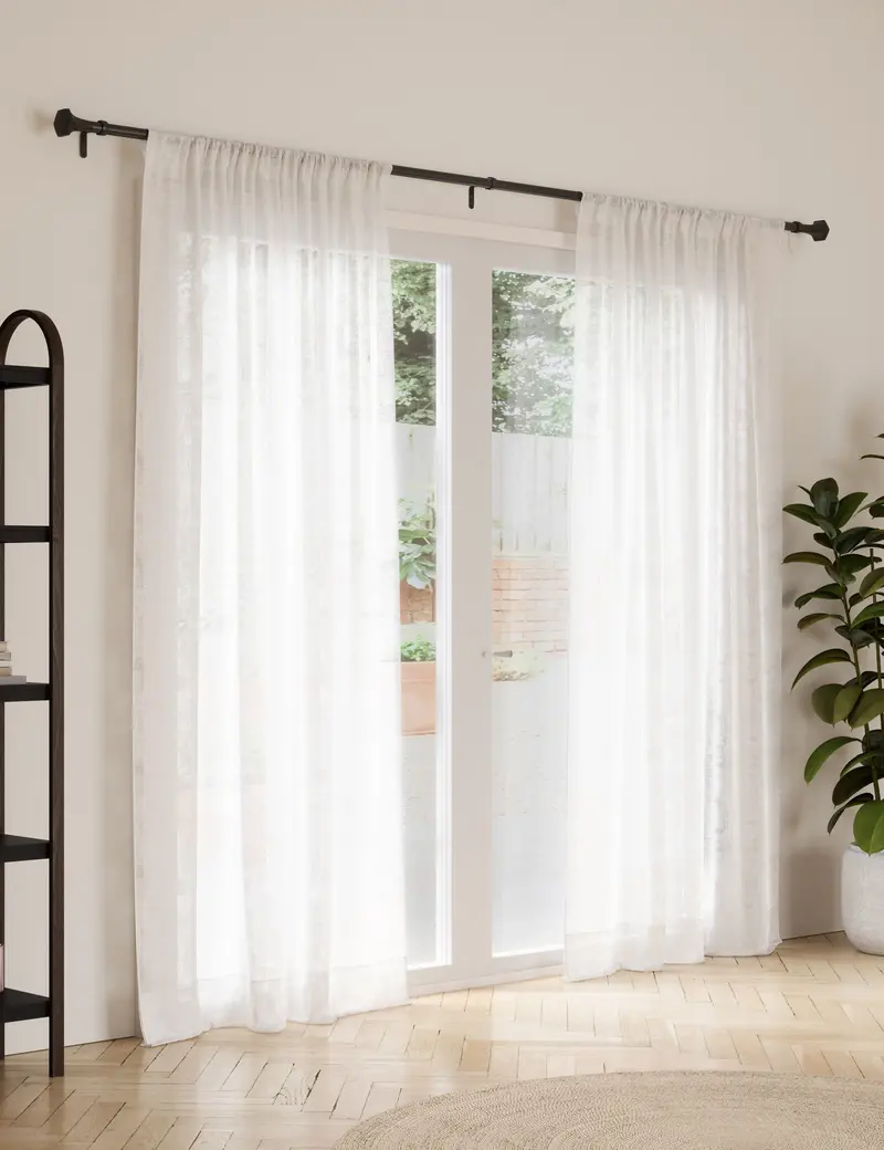 Astine Modern Curtain Rod – Matte Black Metal Hardware 1