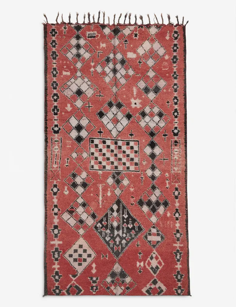 Authentic Vintage Moroccan Wool Area Rug, Hand-Knotted, 5'7" X 11'1", Design No. 36 1