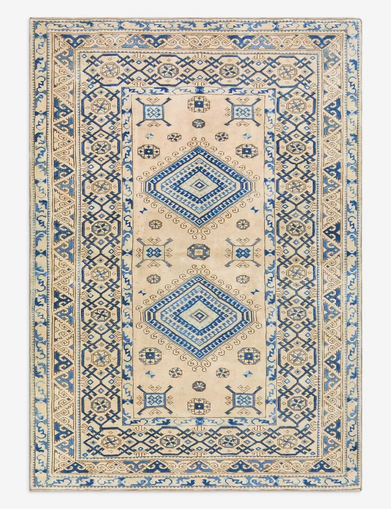 Authentic Vintage Turkish Wool Area Rug, Hand-Knotted, 4'10" X 6'9" – No. 515 1