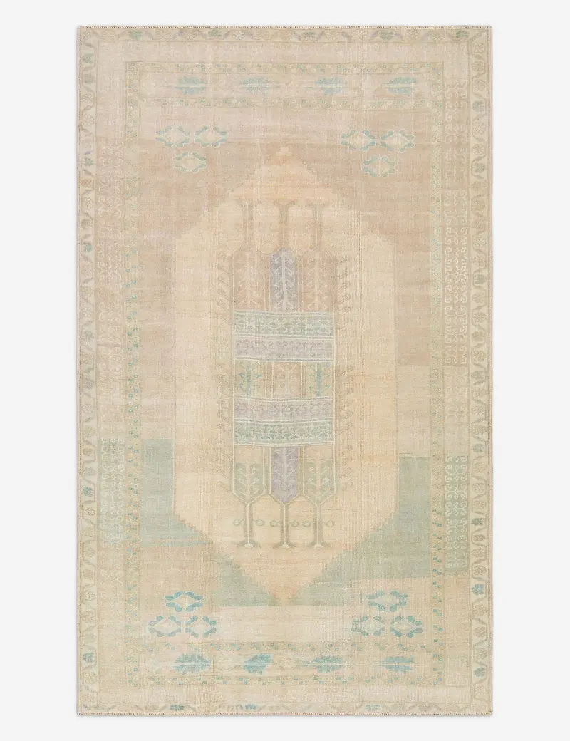 Authentic Vintage Turkish Wool Area Rug, Hand-Knotted, 5' X 8' 7" (No. 478) 1