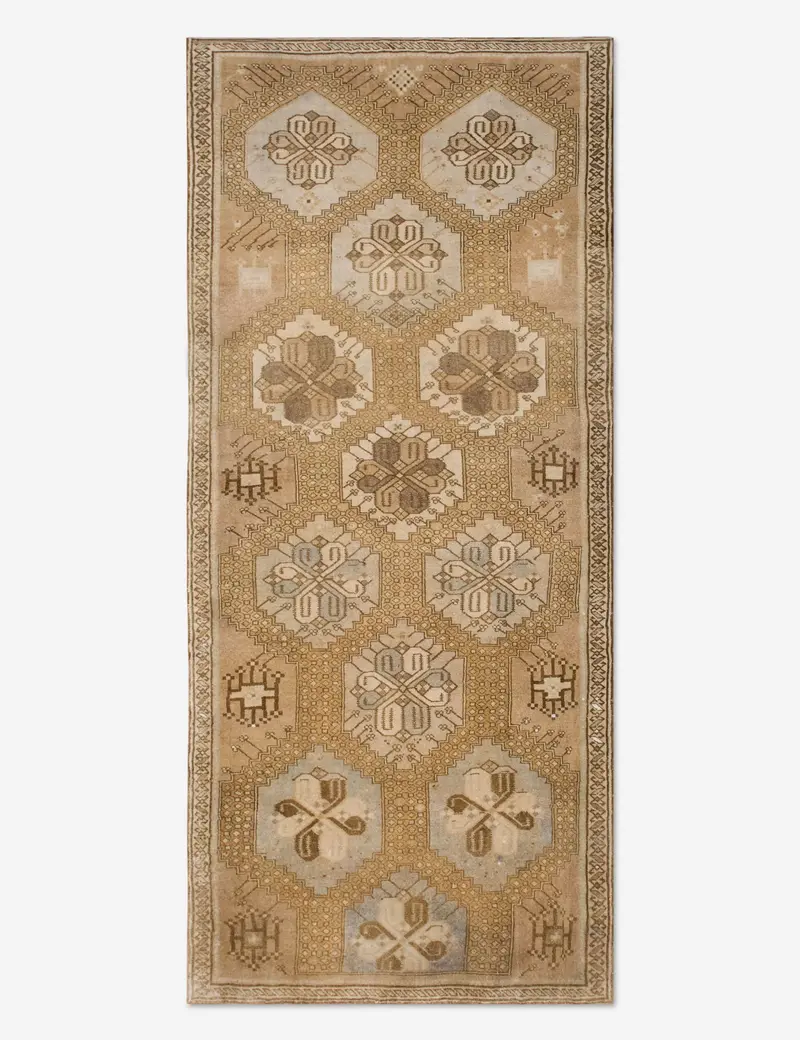 Authentic Vintage Turkish Wool Runner Rug, Hand-Knotted, 5'10" X 12'8", No. 300 1