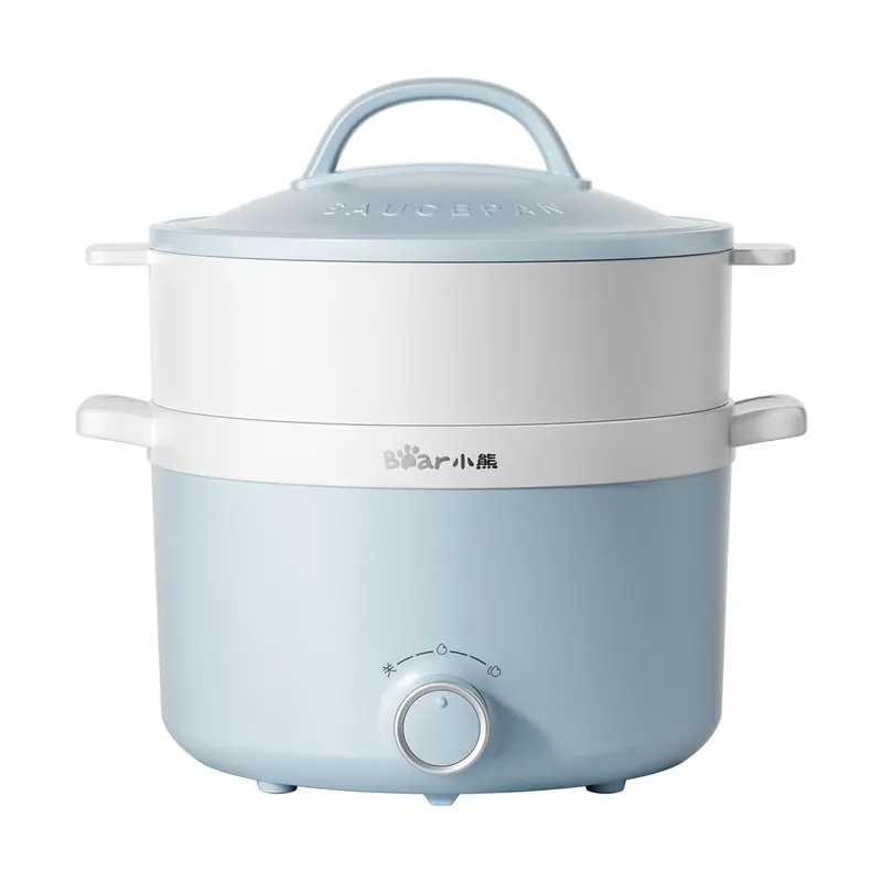 Bear 1.7L Electric Mini Hot Pot & Steamer – Dual-Function Portable Cooker 1