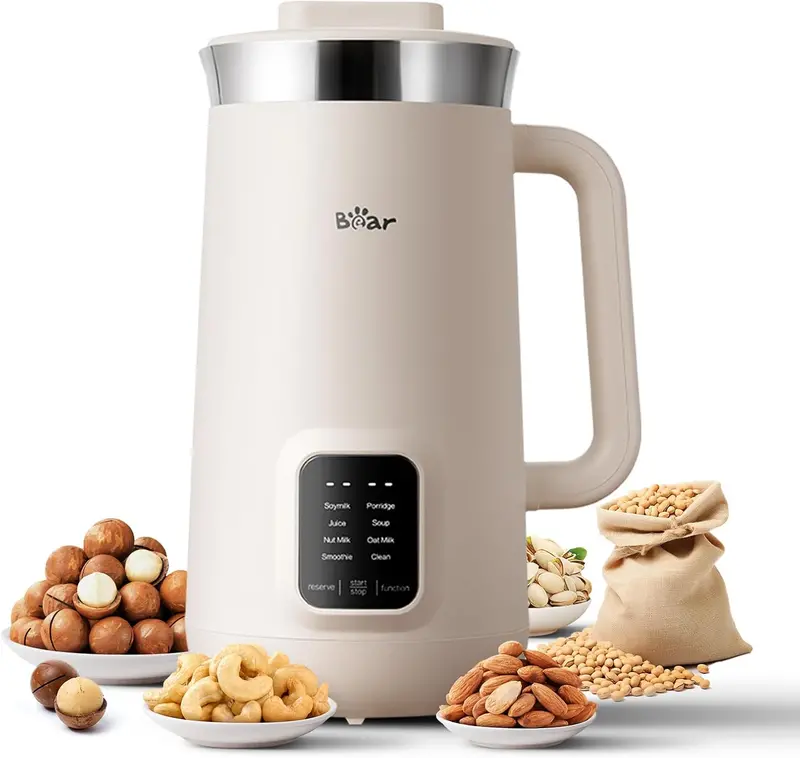 Bear 8-In-1 Nut Milk Machine – 1.2L Smart Soy & Almond Milk Maker With Delay Start & Keep-Warm 1