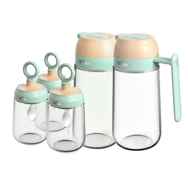 Bear Oil Dispenser Kit – Premium Seasoning & Condiment Storage Set 6
