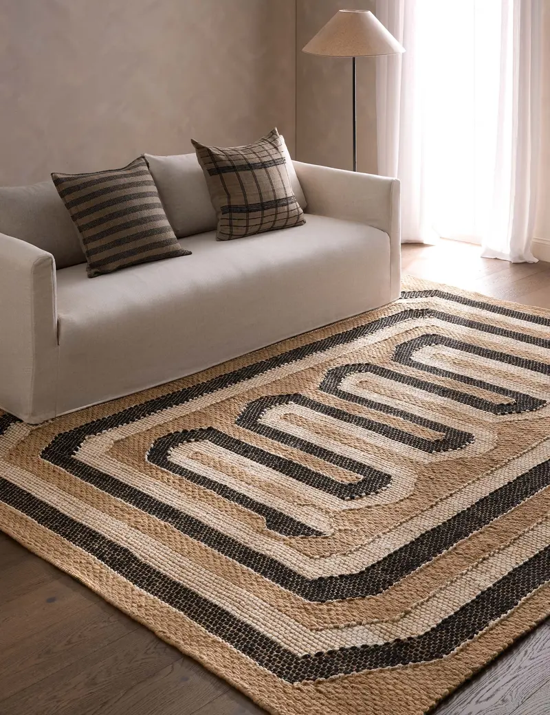 Bushra Organic Jute Floor Rug, Handwoven Design 1