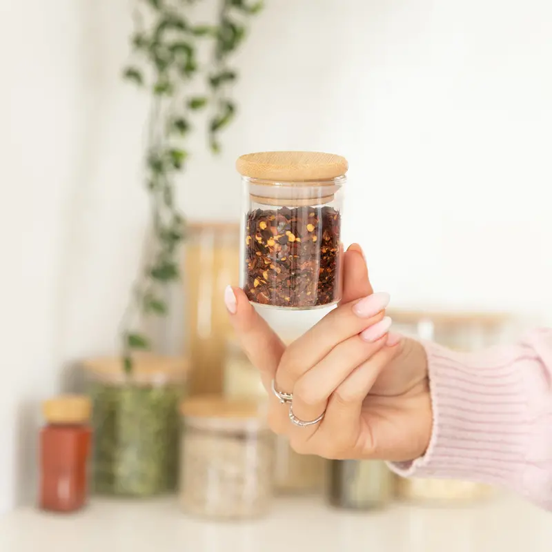 Compact 75Ml Herb & Spice Jars With Bamboo Lids 1