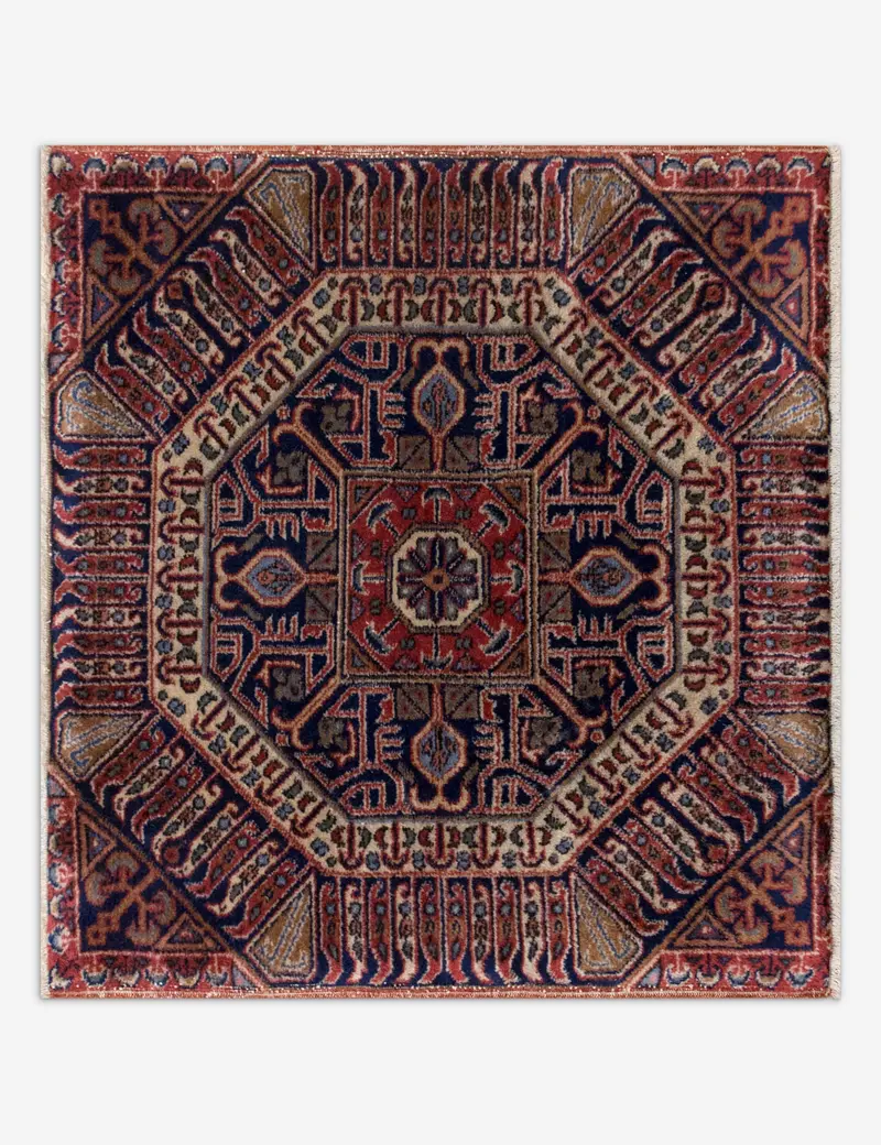 Compact Square Turkish Rug – Hand-Knotted Wool, 2' X 2'2", No. 348 1