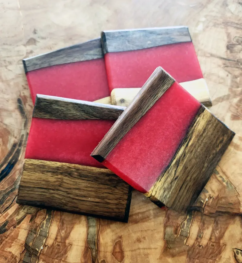 "Crimson" Epoxy Resin Coaster Collection (4 Pcs) 1