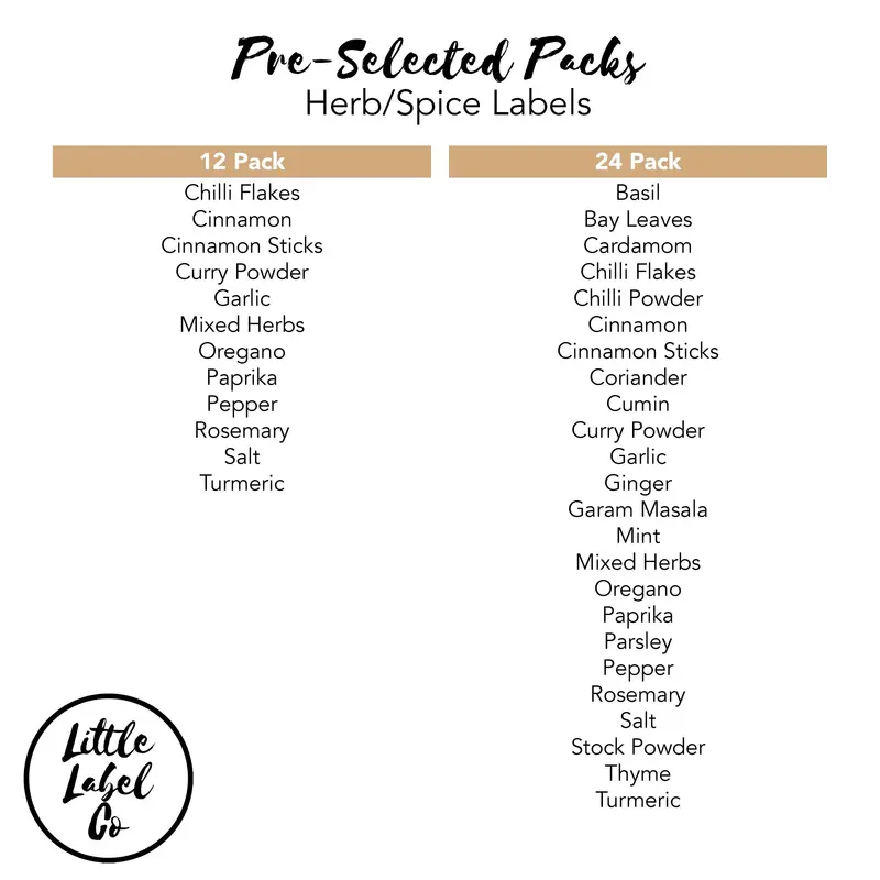 Curated Vinyl Label Packs For Common Herbs & Spices 1