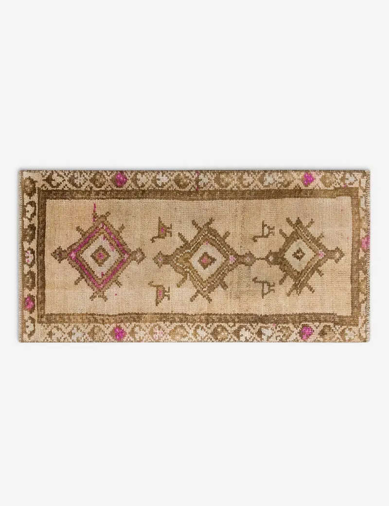 Delicate Turkish Wool Mini Rug, Vintage Hand-Knotted, 1'5" X 3'2", No. 311 1