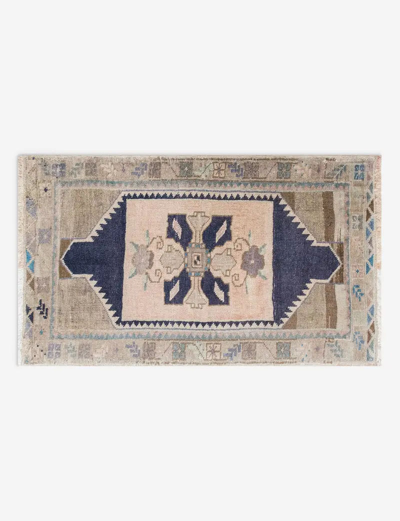 Distinctive Turkish Wool Mini Rug – Hand-Knotted, 1'8" X 3'3", No. 335 1