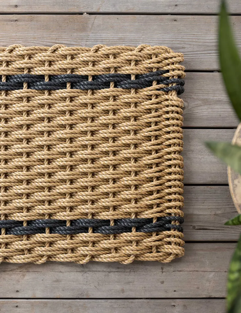 Double-Stripe Woven Doormat – The Rope Co. Coastal-Inspired Style 1