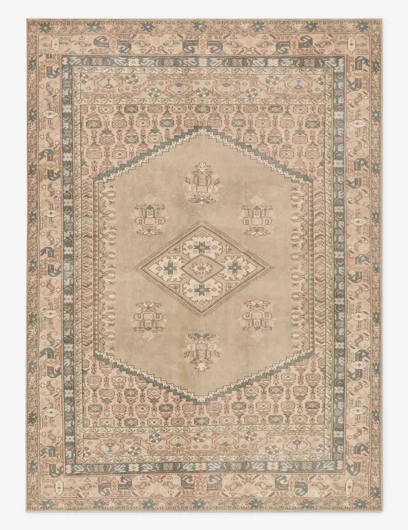 Elegant Vintage Turkish Wool Rug, Hand-Knotted, 6'6" X 8'10", Rug No. 419 1