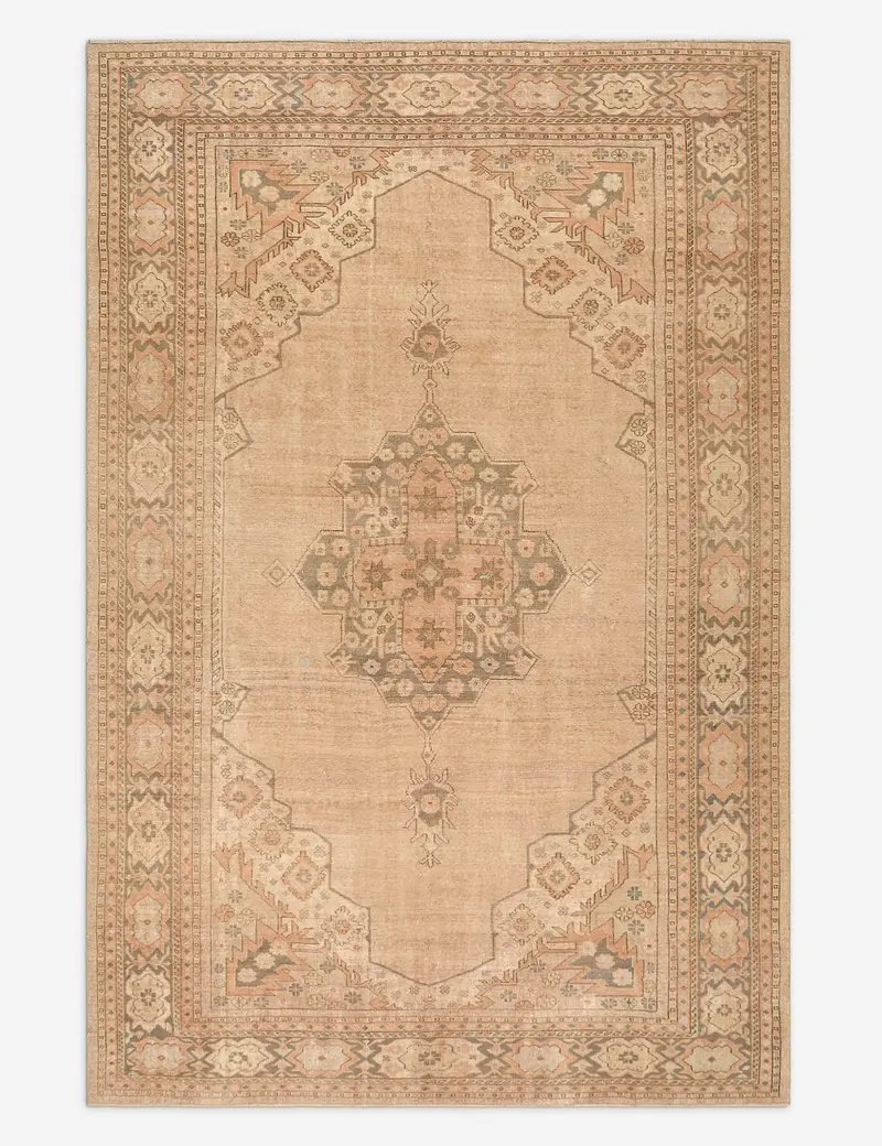 Grand Vintage Turkish Wool Carpet, Hand-Knotted, 7'0" X 10'6", Rug No. 414 1