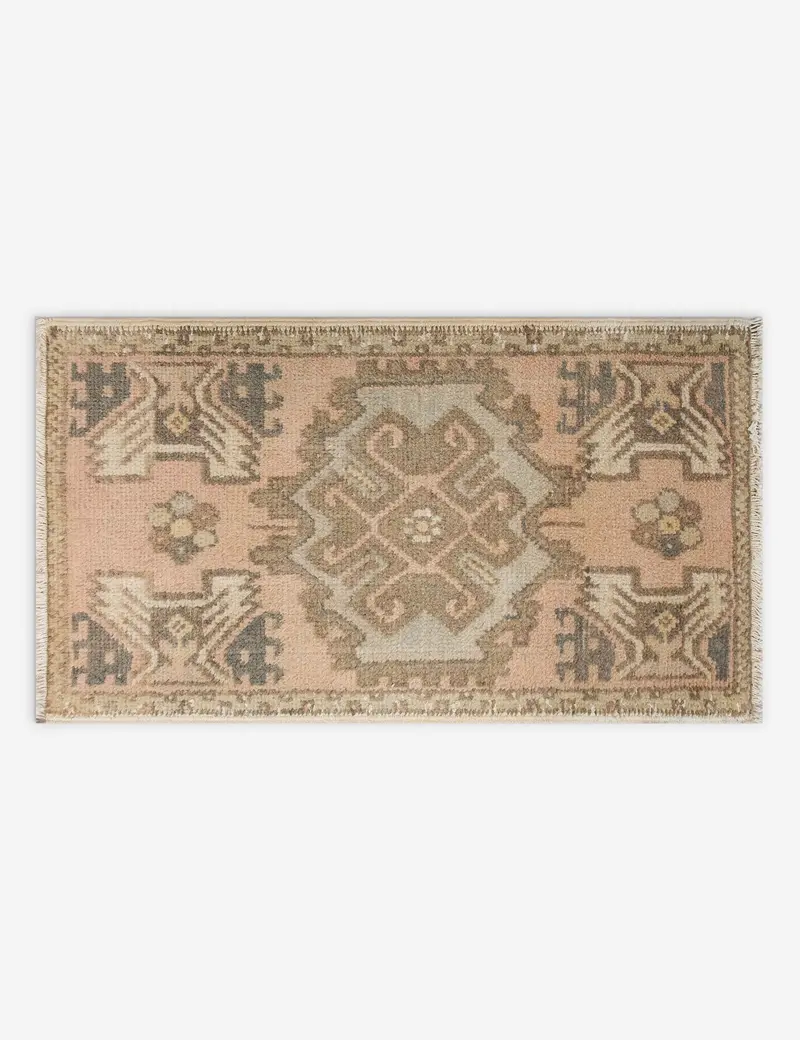 Hand-Knotted Turkish Mini Rug, Antique Wool Accent, 1'6" X 2'9", No. 314 1