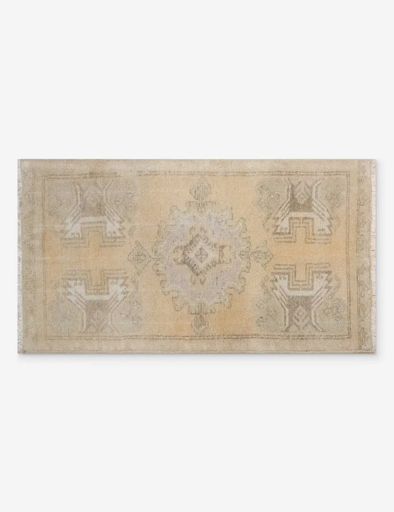Hand-Knotted Turkish Mini Rug, Antique Wool Design, 1'5" X 3'2", No. 326 1