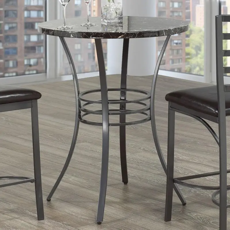 Ifdc Counter-Height Round Marble Dining Table With Central Pedestal T1004 1