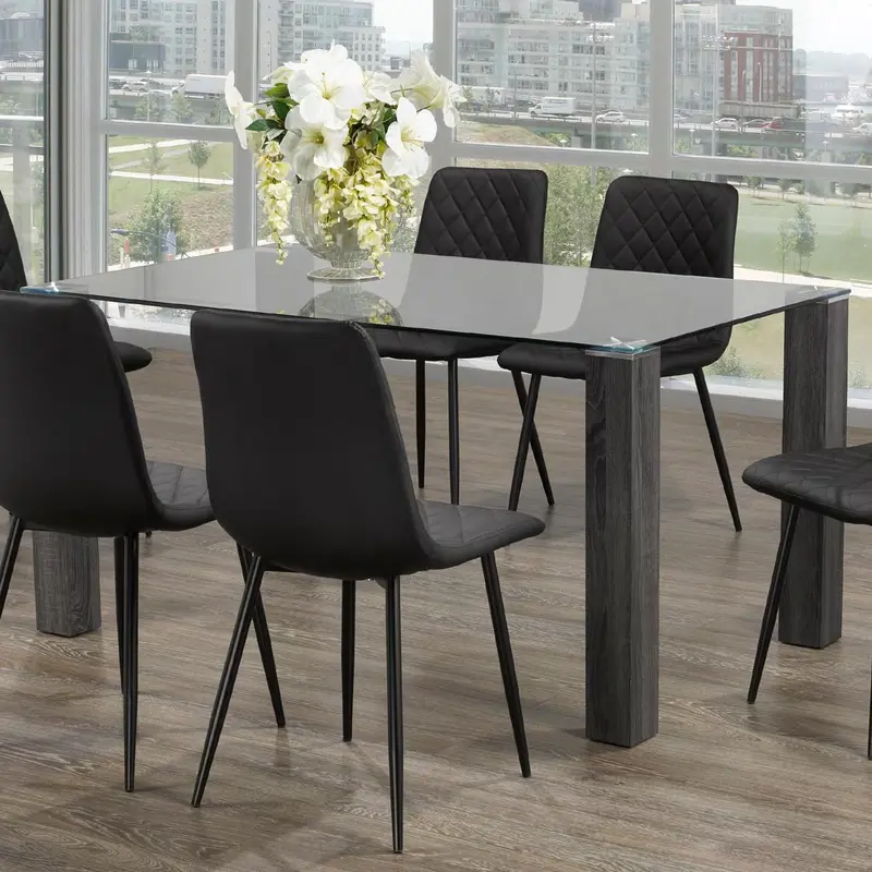 Ifdc Glass-Top Dining Table T1449 – Streamlined Pedestal Design 1