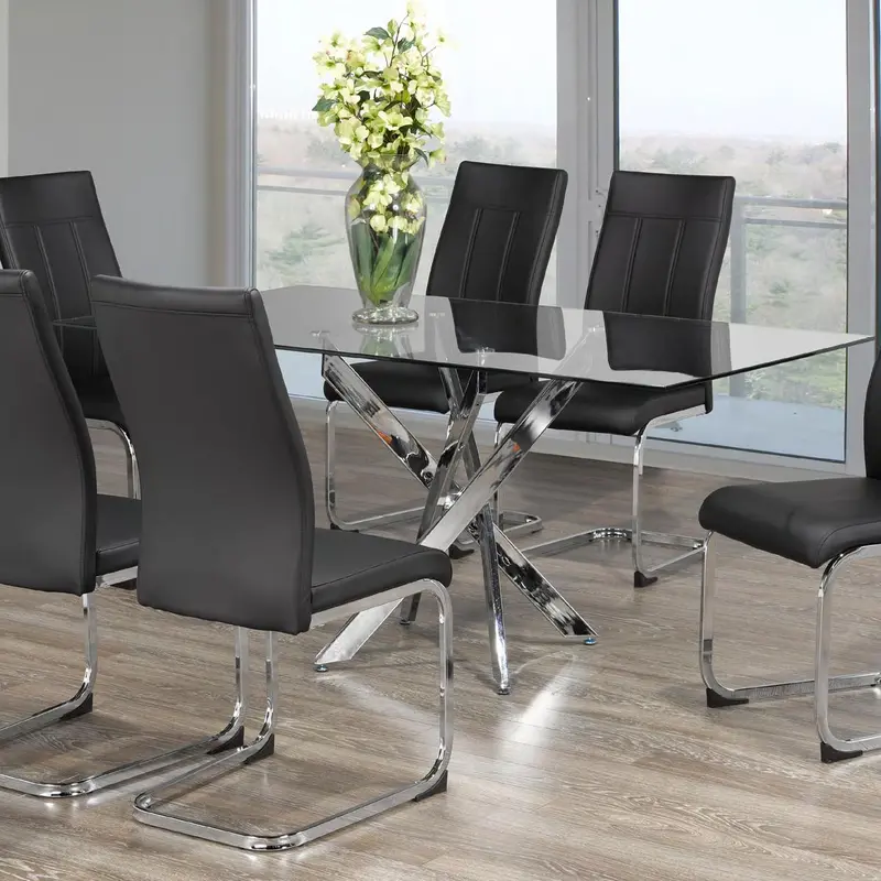 Ifdc Glass-Top Dining Table With Central Pedestal Base T-1448 1