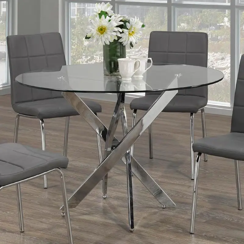 Ifdc Round Glass Dining Table T1447 – Sleek Central Support 1