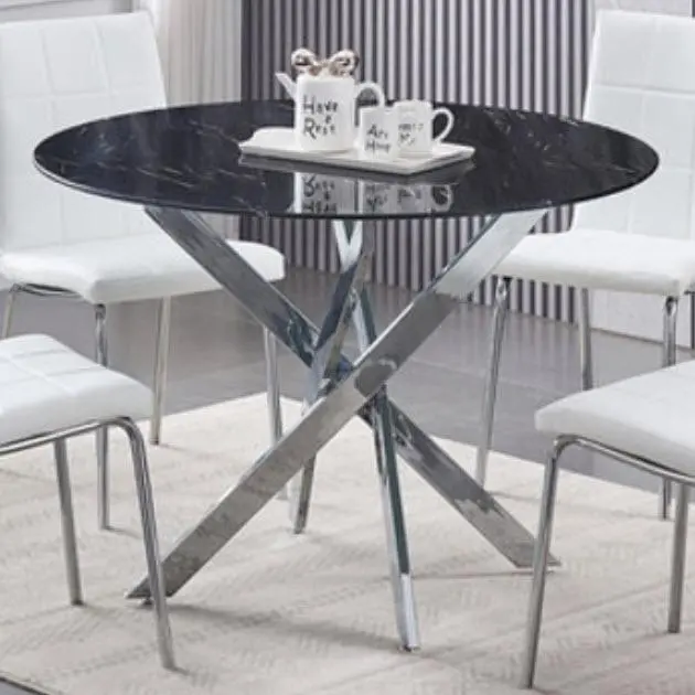 Ifdc Round Glass Dining Table With Central Pedestal Base T-1446 1