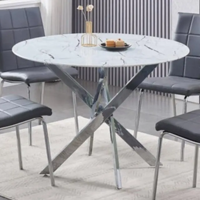 Ifdc Sleek Round Glass Dining Table With Central Support T-1445 1