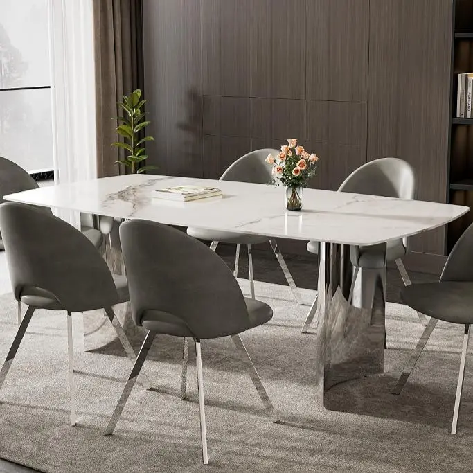 Ifdc Stone-Top Dining Table With Central Pedestal T-1540 1