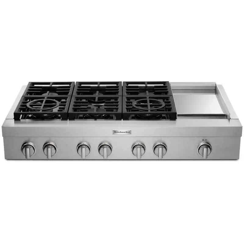 Kitchenaid 48-Inch Gas Cooktop With Integrated Griddle – Kcgc558Jss 1
