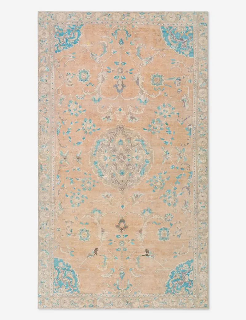Large-Scale Turkish Wool Area Rug, Hand-Knotted Craftsmanship, 5' 6" X 9' 7" (No. 464) 1