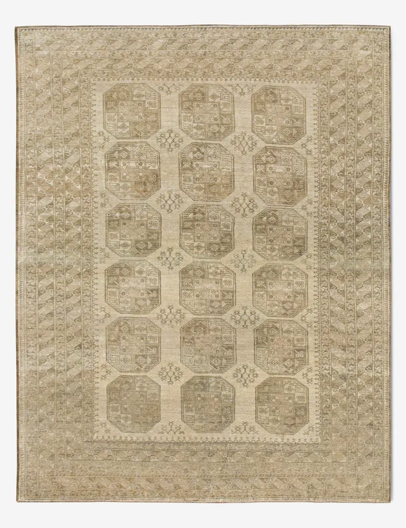 Large Vintage Turkish Wool Carpet, Hand-Knotted, 7'5" X 9'10", Design No. 444 1