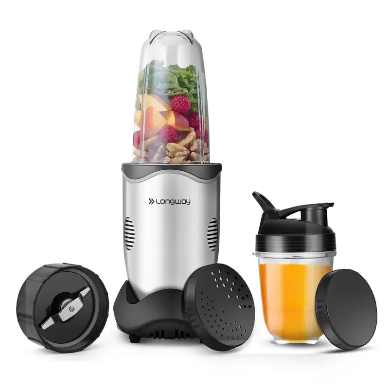 Longway Nutri Power 600W Bullet Mixer Grinder – Stainless Steel Blades, 22000 Rpm, 3-Jar Set With Abs Body 1