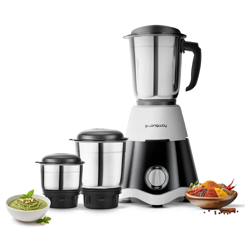 Longway Super Dlx 500W 3-Jar Mixer Grinder – Heavy-Duty Kitchen Appliance For Grinding, Blending & Juicing, 2-Year Warranty 1