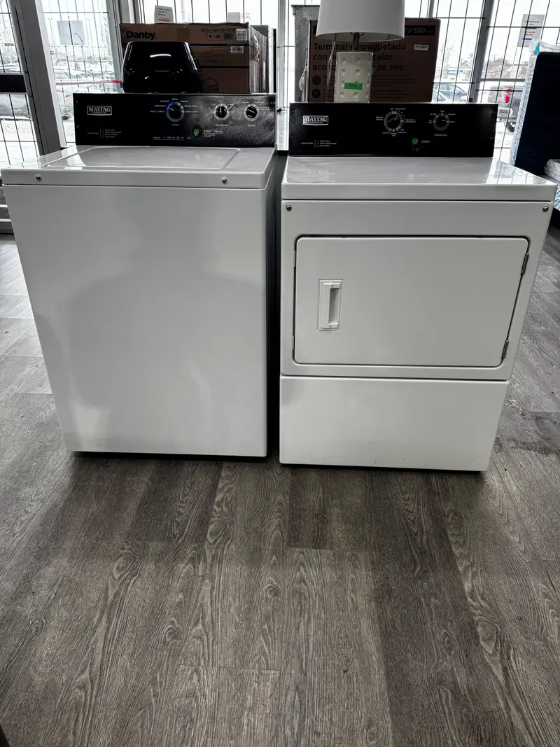 Maytag Commercial Laundry Pair – White Washer & Dryer Set (Mvwp586Gw0 + Ymedp575Gw1) – Refurbished 1