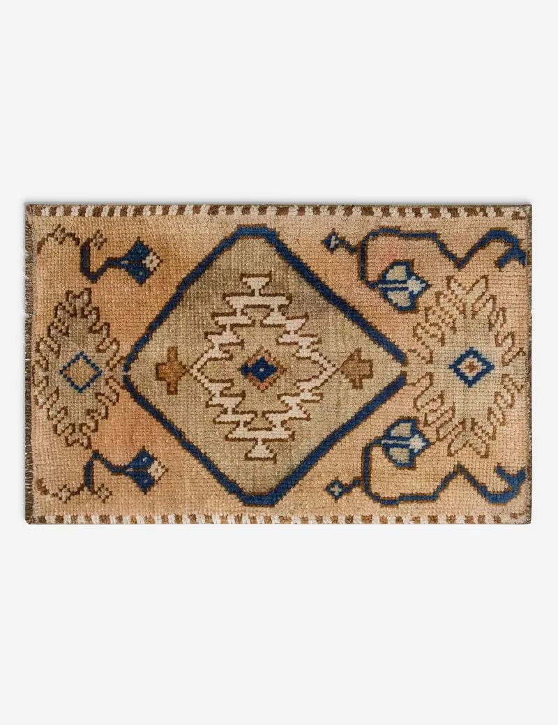Mini Turkish Wool Rug, Antique Hand-Knotted Accent, 1'5" X 2'2", No. 310 1