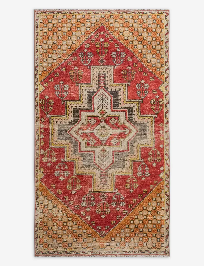 Mini Turkish Wool Rug – Vintage Hand-Knotted, 3' X 5'5", No. 551 1