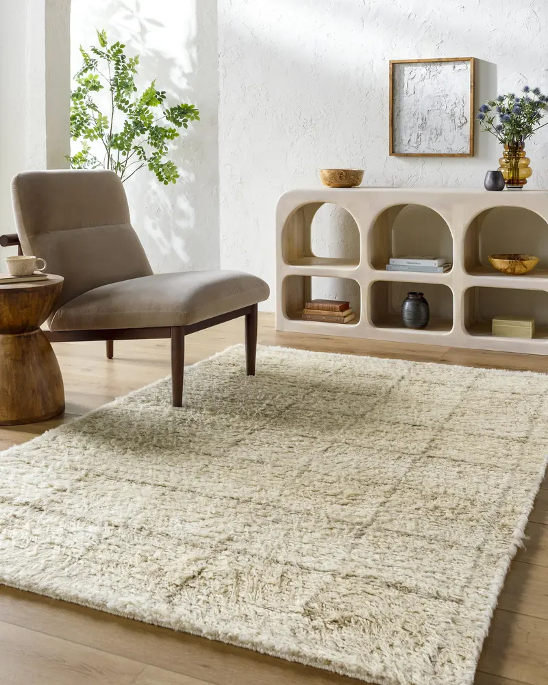 Minka Earth-Toned Hand-Tufted Wool Rug With Geometric Pattern 1
