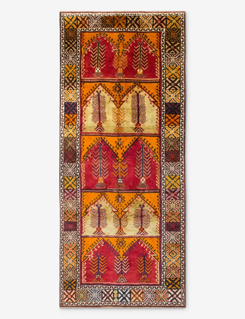 Narrow Turkish Wool Runner Rug – Vintage Hand-Knotted, 5'6" X 13'1", No. 296 1