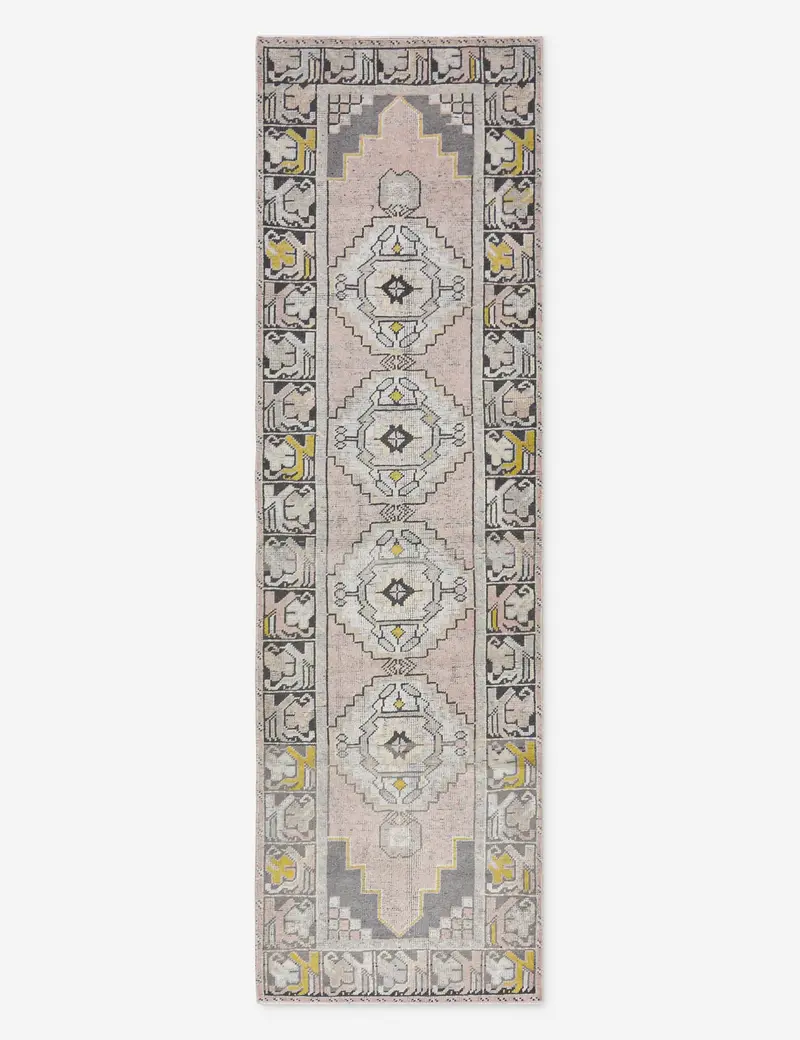 Narrow Vintage Turkish Wool Runner Rug, Hand-Knotted, 2' 10" X 9' 8" (No. 282) 1