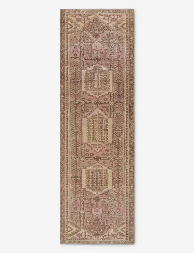 Narrow Vintage Turkish Wool Runner Rug, Hand-Knotted, 3'2" X 9'10", Rug No. 255 1