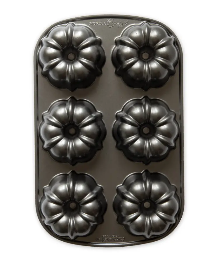 Nordicware 6-Cup Mini Bundt Cake Pan – Nonstick Aluminum Baking Mold 1