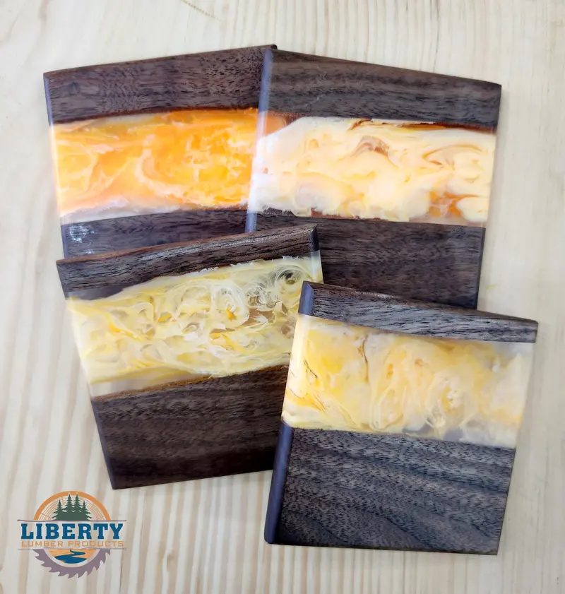 "Orange Dream" Epoxy Resin Coaster Set (4 Pcs) 1