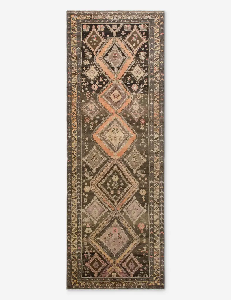 Oriental Turkish Wool Runner, Authentic Hand-Knotted Vintage Rug, 4'6" X 13'9", No. 304 1